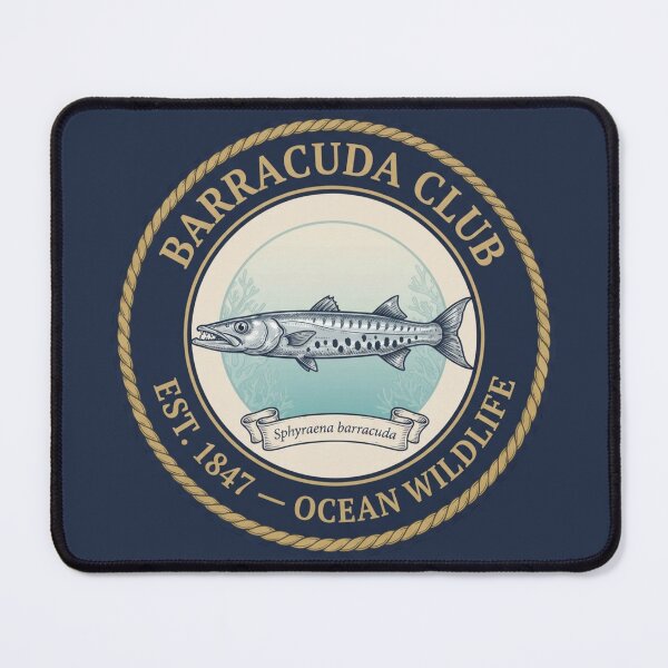 Item preview, Barracuda Club Vintage Badge Ocean Wildlife Art designed and sold by CalmCapy Co.