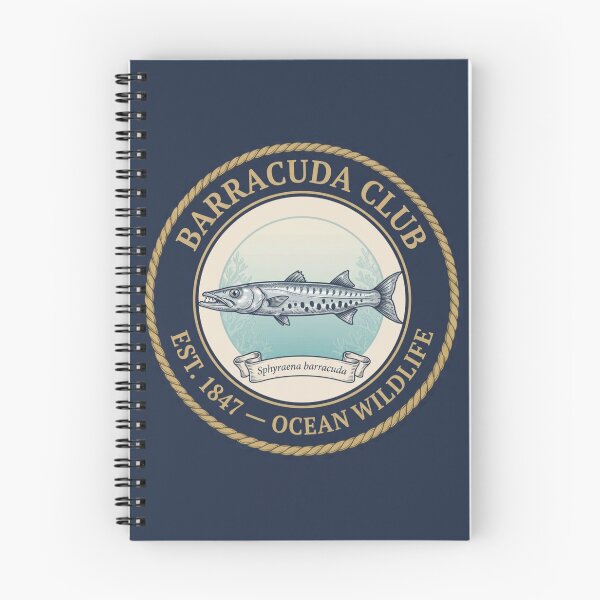 Item preview, Barracuda Club Vintage Badge Ocean Wildlife Art designed and sold by CalmCapy Co.