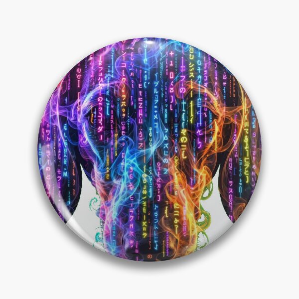 Item preview, e: Matrix Dachshund - Neon Rainbow Smoke Dog - Cyberpunk Digital Rain Dachshund Head designed and sold by Csaba1983.