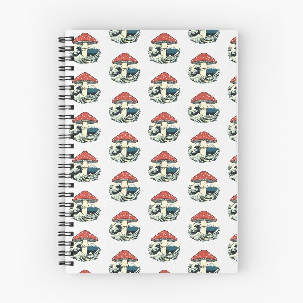 Item preview, Ukiyo-e Mushroom & Great Wave with Mount Fuji | Japanese Woodblock Print Style designed and sold by derideriworks.