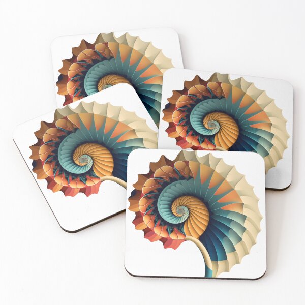 Item preview, Fanned Nautilus in Coral and Teal designed and sold by RAGANADesign.