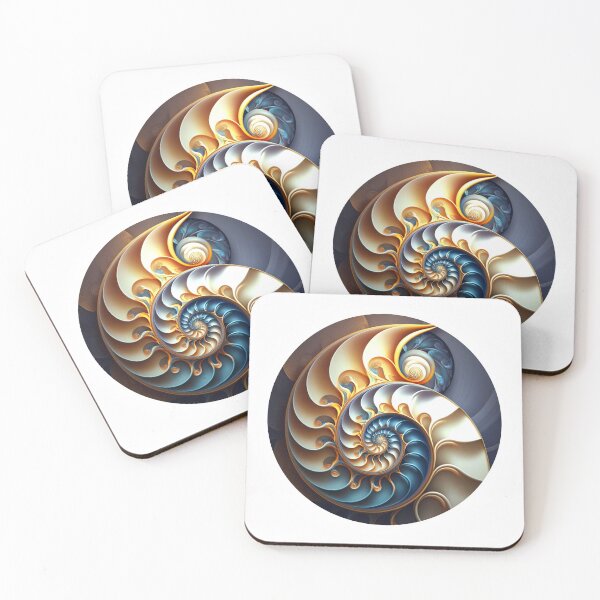 Item preview, Blue and Gold Nautilus in a Circle designed and sold by RAGANADesign.