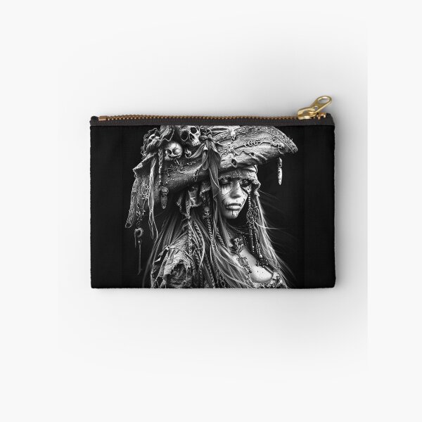 Item preview, Gothic Pirate Woman with Skull Hat Dark Fantasy Buccaneer Portrait designed and sold by inkoutninja.