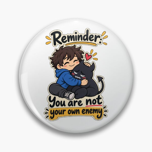 Item preview, Reminder You Are Not Your Own Enemy - Cute Inner Demon Mental Health Quote designed and sold by RaulWeirdAndFun.
