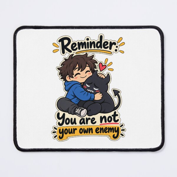 Item preview, Reminder You Are Not Your Own Enemy - Cute Inner Demon Mental Health Quote designed and sold by RaulWeirdAndFun.