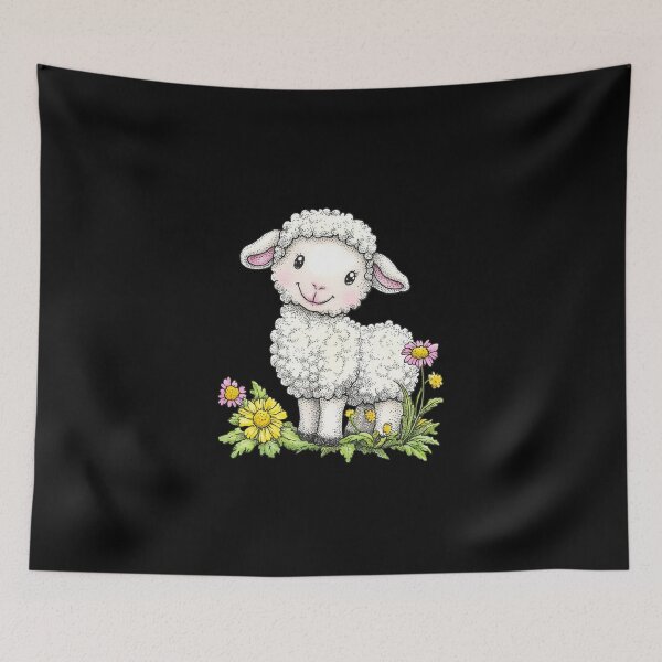 Item preview, Cute Lamb with Wildflowers designed and sold by sreabby.