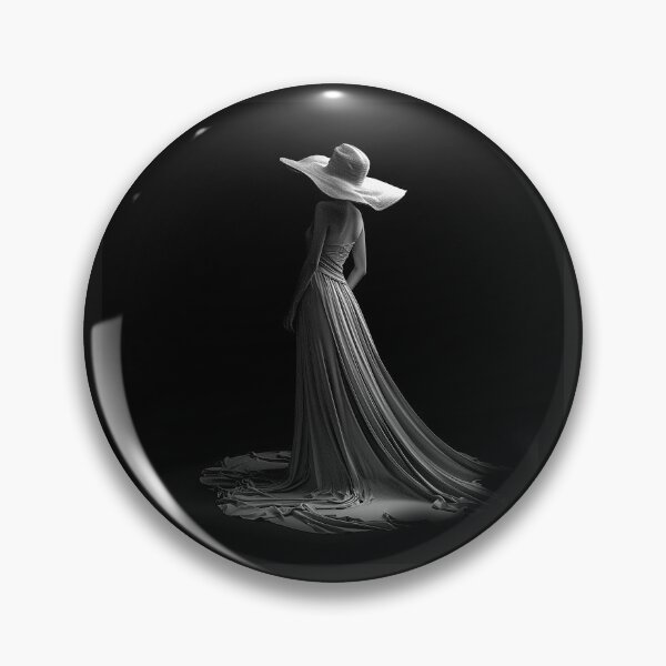 Item preview, Elegant Woman in Long Gown and Wide Brim Hat Monochrome Fashion Art designed and sold by inkoutninja.