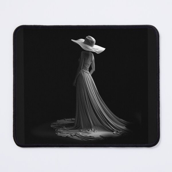 Item preview, Elegant Woman in Long Gown and Wide Brim Hat Monochrome Fashion Art designed and sold by inkoutninja.