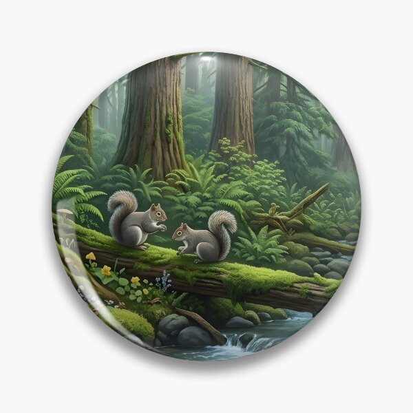 Item preview, Panoramic Enchanted Forest Wildlife Wall Art Print | Owl, Squirrels & Frog Stream Canvas | Oil Painting Effect Redwood Woodland Poster | Nature Home Decor designed and sold by SergioMiklos.