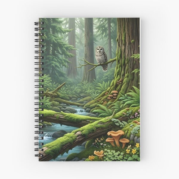 Item preview, Panoramic Enchanted Forest Wildlife Wall Art Print | Owl, Squirrels & Frog Stream Canvas | Oil Painting Effect Redwood Woodland Poster | Nature Home Decor designed and sold by SergioMiklos.