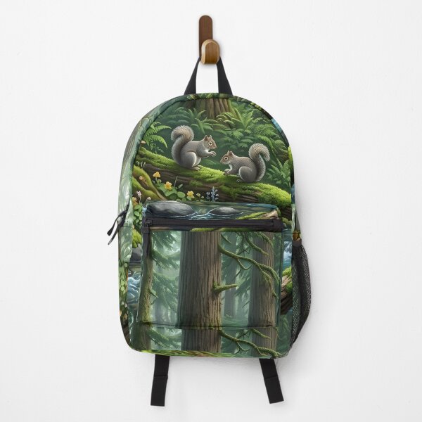 Item preview, Panoramic Enchanted Forest Wildlife Wall Art Print | Owl, Squirrels & Frog Stream Canvas | Oil Painting Effect Redwood Woodland Poster | Nature Home Decor designed and sold by SergioMiklos.