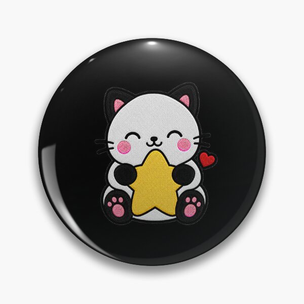 Item preview, Cute Cat Hugging Yellow Star Kawaii Embroidery Patch designed and sold by ColorSplash123.