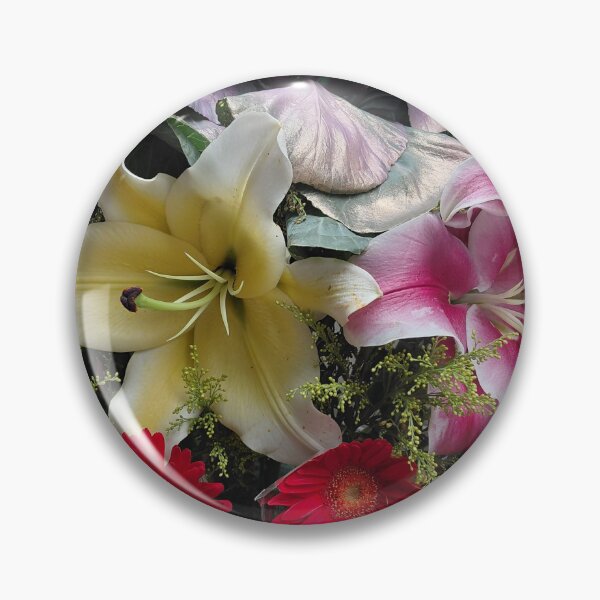 Item preview, Vibrant Floral Arrangement – Mixed Lilies and Red Daisies Photography designed and sold by pbchan.