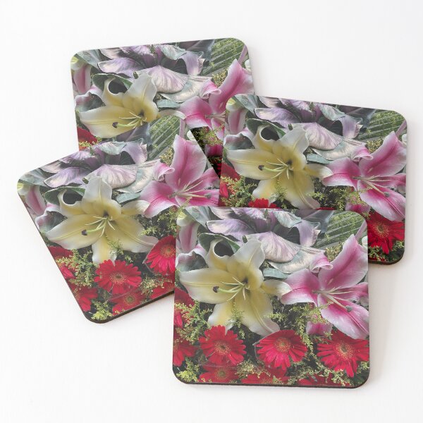 Item preview, Vibrant Floral Arrangement – Mixed Lilies and Red Daisies Photography designed and sold by pbchan.