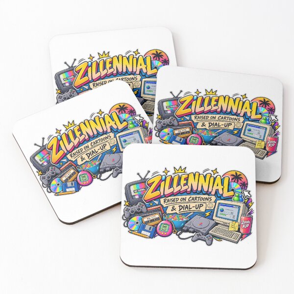 Item preview, Zillennial Raised on Cartoons & Dial-Up | 90s 2000s Nostalgia | Y2K Sticker designed and sold by ritach11.