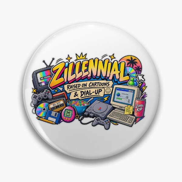 Item preview, Zillennial Raised on Cartoons & Dial-Up | 90s 2000s Nostalgia | Y2K Sticker designed and sold by ritach11.