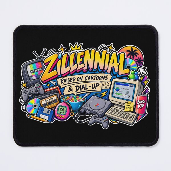 Item preview, Zillennial Raised on Cartoons & Dial-Up | 90s 2000s Nostalgia | Y2K Sticker designed and sold by ritach11.
