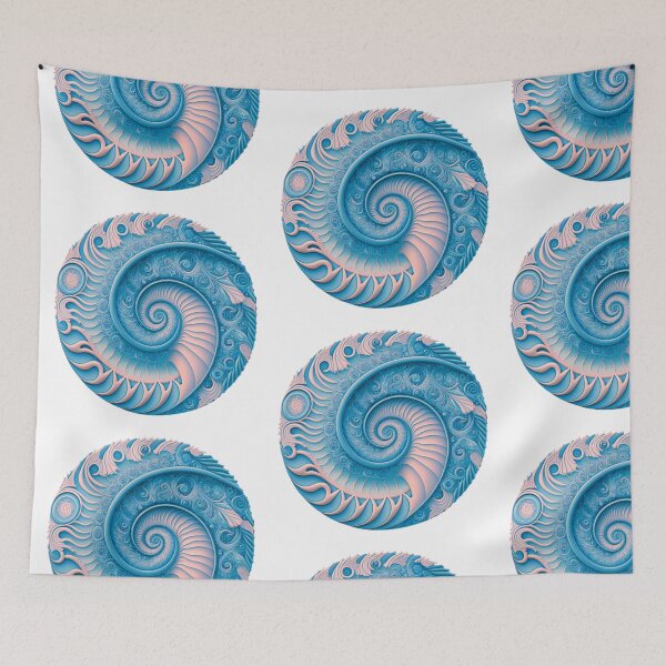 Item preview, Blue and Peach Fractal Disc designed and sold by RAGANADesign.
