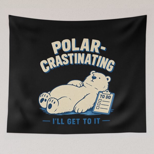 Item preview, Funny Polarcrastinating Bear Funny To Do Humor Art designed and sold by elderberry.