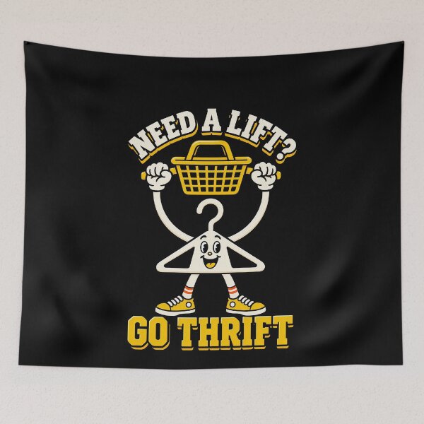 Item preview, Need A Lift Go Thrift Clothes Hanger Shopping Pun designed and sold by elderberry.