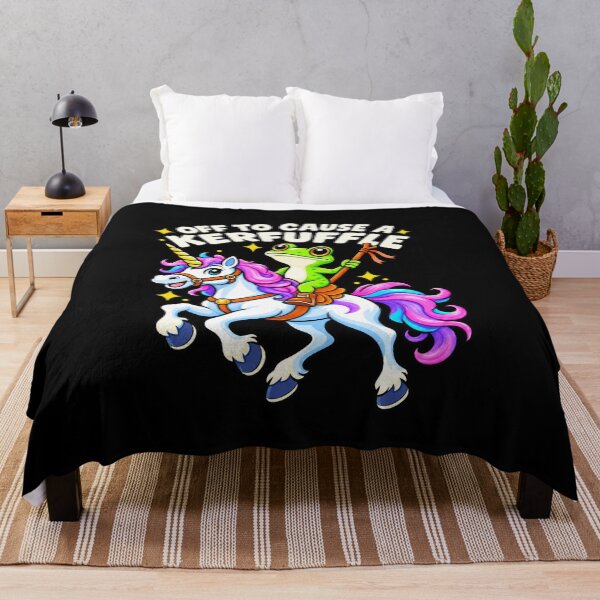 Item preview, Off To Cause A Kerfuffle Frog Unicorn Humor designed and sold by elderberry.