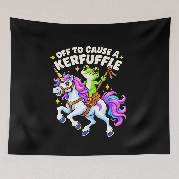 Item preview, Off To Cause A Kerfuffle Frog Unicorn Humor designed and sold by elderberry.