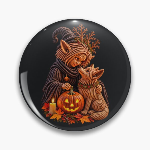 Item preview, Halloween Elf and Wolf Pup with Jack-o'-Lantern designed and sold by JUTElCONIC.
