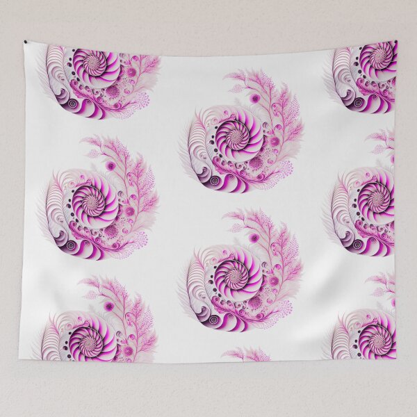Item preview, Feathered Pink Spiral on White designed and sold by RAGANADesign.