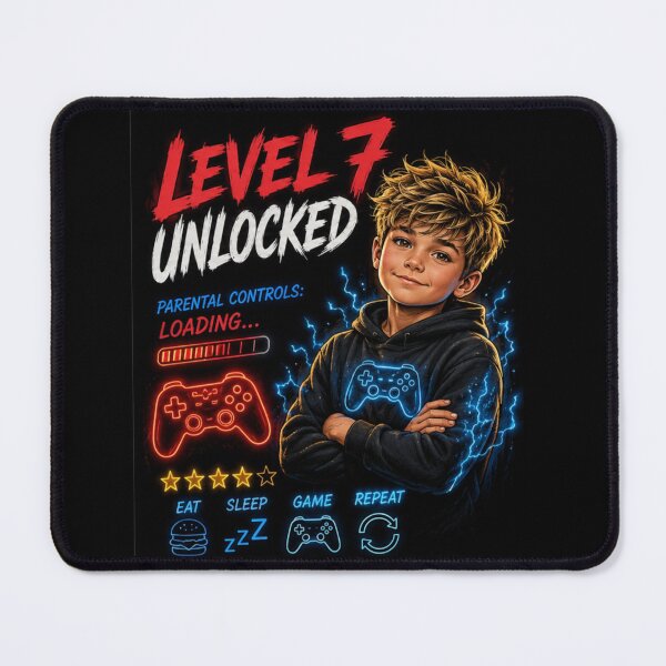 Item preview, Level 7 Unlocked Funny Gamer Kid designed and sold by OutlanderDesigns.