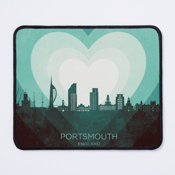 Item preview, Portsmouth England Skyline Hearts Teal designed and sold by ArtPrints.