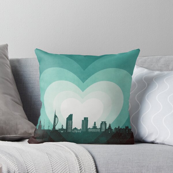 Item preview, Portsmouth England Skyline Hearts Teal designed and sold by ArtPrints.