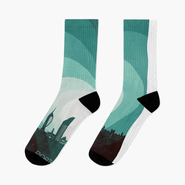 Item preview, Portsmouth England Skyline Hearts Teal designed and sold by ArtPrints.