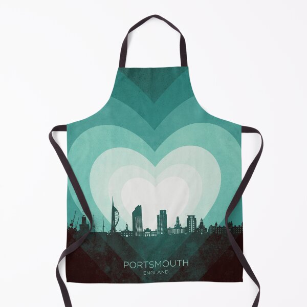 Item preview, Portsmouth England Skyline Hearts Teal designed and sold by ArtPrints.