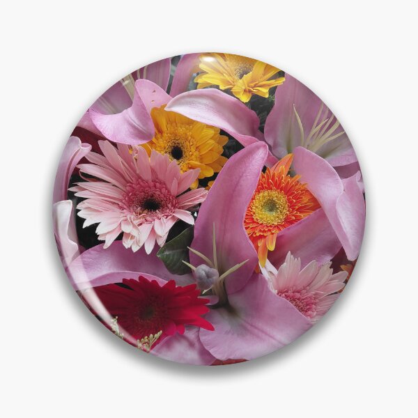 Item preview, Pink Lilies and Multi-Colored Daisies Floral Arrangement – Vibrant Botanical Photography designed and sold by pbchan.