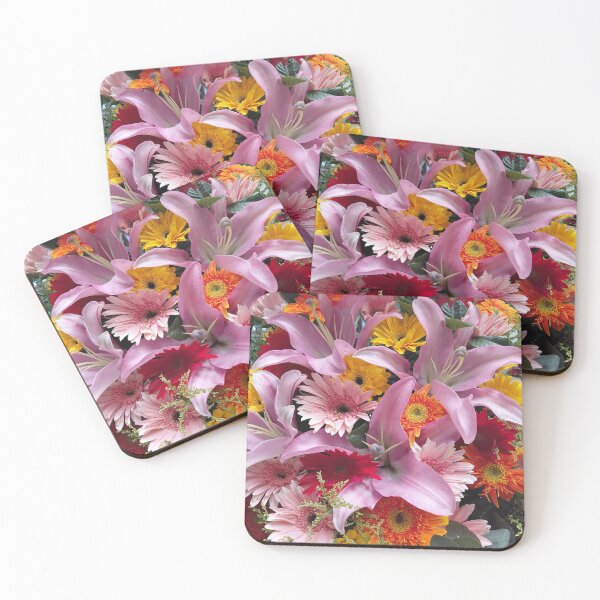 Item preview, Pink Lilies and Multi-Colored Daisies Floral Arrangement – Vibrant Botanical Photography designed and sold by pbchan.
