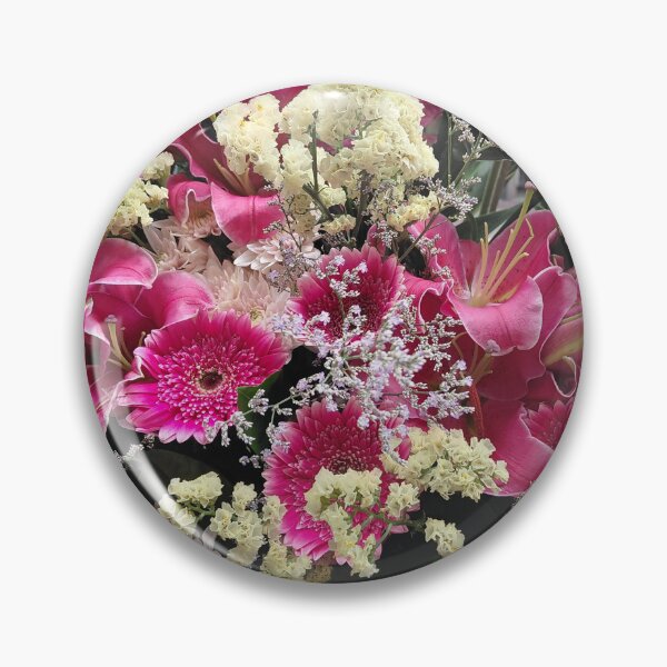 Item preview, Magenta Lilies and Pink Daisies Floral Arrangement – Vibrant Botanical Photography designed and sold by pbchan.