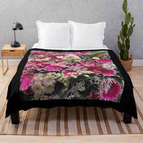 Item preview, Magenta Lilies and Pink Daisies Floral Arrangement – Vibrant Botanical Photography designed and sold by pbchan.