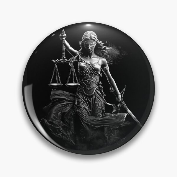 Item preview, Lady Justice with Scales and Sword Black and White Legal Art designed and sold by inkoutninja.