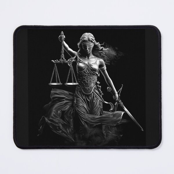 Item preview, Lady Justice with Scales and Sword Black and White Legal Art designed and sold by inkoutninja.