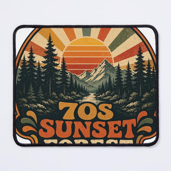 Item preview, 70s Sunset Forest Vintage Mountain Retro Nature Design designed and sold by RobertArt08.