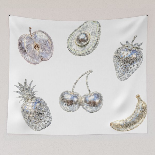Item preview, Disco Ball Silver Fruits Collage designed and sold by Moody Critters.
