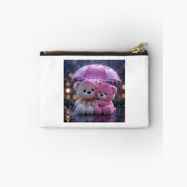 Item preview, Cute Teddy Couple Under Pink Umbrella designed and sold by ThilankaDesign.