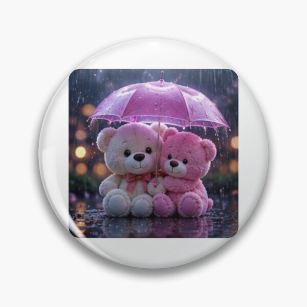 Item preview, Cute Teddy Couple Under Pink Umbrella designed and sold by ThilankaDesign.