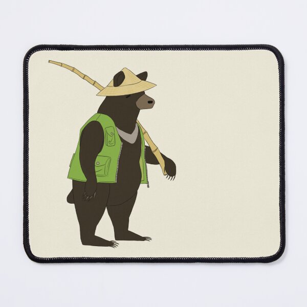 Item preview, Formosan Black Bear in Fishing Vest with Bamboo Fishing Pole designed and sold by fishingpiano.