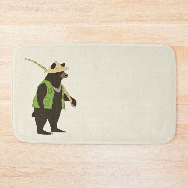 Item preview, Formosan Black Bear in Fishing Vest with Bamboo Fishing Pole designed and sold by fishingpiano.
