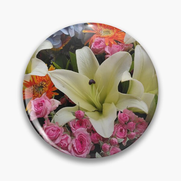 Item preview, White Lilies and Pink Spray Roses – Elegant Floral Arrangement Photography designed and sold by pbchan.