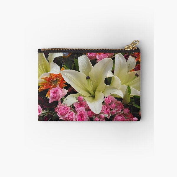 Item preview, White Lilies and Pink Spray Roses – Elegant Floral Arrangement Photography designed and sold by pbchan.
