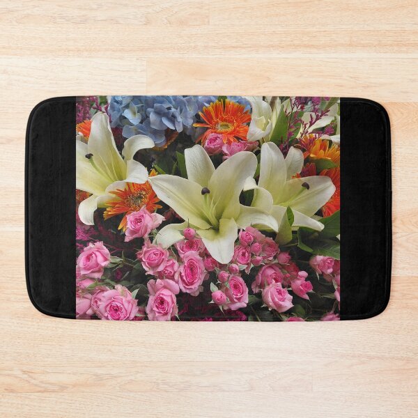 Item preview, White Lilies and Pink Spray Roses – Elegant Floral Arrangement Photography designed and sold by pbchan.