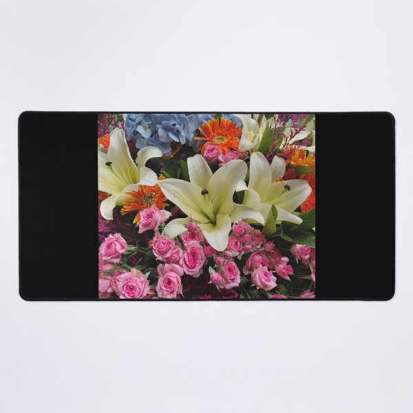 Item preview, White Lilies and Pink Spray Roses – Elegant Floral Arrangement Photography designed and sold by pbchan.