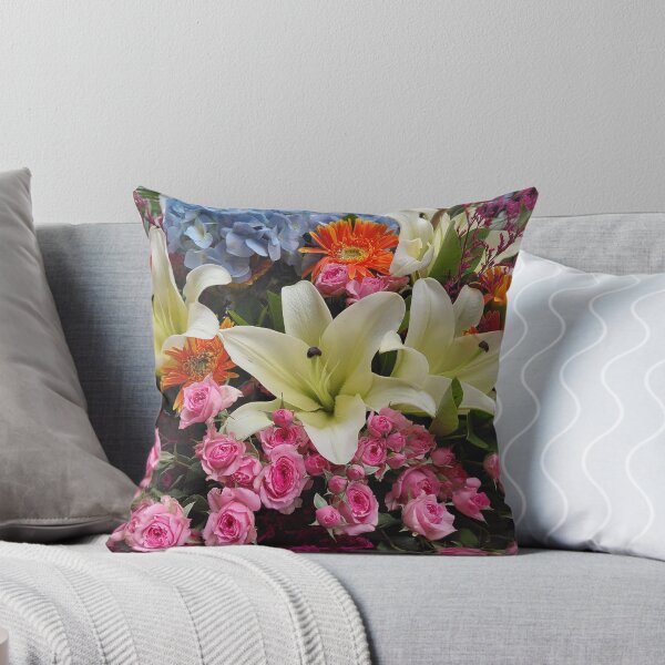Item preview, White Lilies and Pink Spray Roses – Elegant Floral Arrangement Photography designed and sold by pbchan.